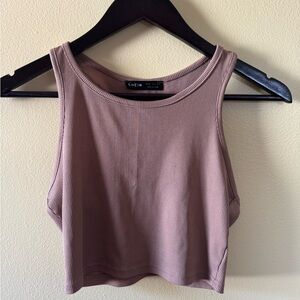 SHEIN Dusty Mauve Ribbed Crop Tank